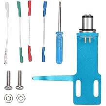 Mugast Phono Headshell Kit,6.4CM Aluminum Alloy Turntable Cartridge Phonograph Player Record Player Headshell,Include 4 Pcs Cables and 2 Pcs Screws Blue