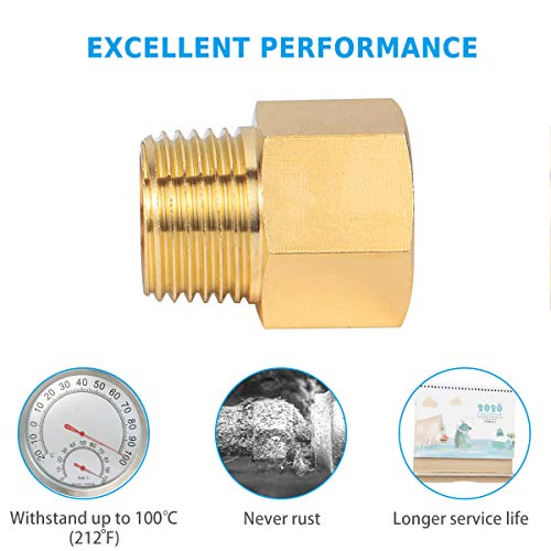 Breezliy Brass Pipe Fitting Reducer Adapter1/2" NPT Female X 1/2" NPT Male Extension Connector （4-Pack） by Breezliy - Image 7