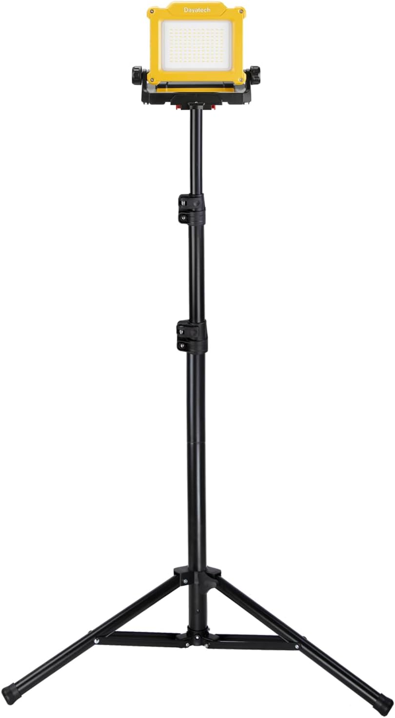 25W 4000LM Cordless LED Tripod Work Light, Compatible with DeWalt Milwaukee Makita 18-21V Tool Batteries, 160LM/W High Efficiency Industrial Flood Work Lamp for Electrical, Jobsite Lighting