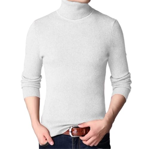 Men's Oversized Striped Turtleneck Knit Sweater Casual Warm Long Sleeve Solid Color Jumper4