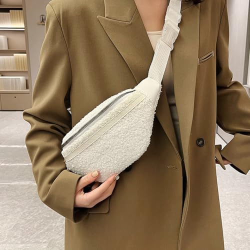 Riñonera de felpa para mujer bolso de cintura casual de diseño japonés con correa ajustable 2
