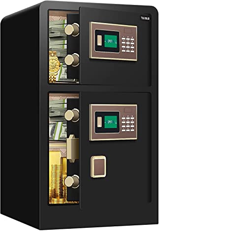 Extra Large Safe Box Fireproof Waterproof with Two Departments, 124 LB Heavy Duty Anti-Theft Fireproof Safe Box for Firearm Medicine Money Documents Valuables Chiristmas Gift