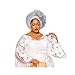 NJYFG Fashion African Autogele Headtie Nigeria Women Head Wraps Already Made Wedding Geles (white)
