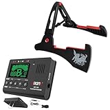 3 in 1 Digital Metronome Tuner Tone Generator + Guitar Stand Universal Folding A-Frame Non-Slip Tripod Strong Holder for Acoustic Electric Guitar Bass Ukulele