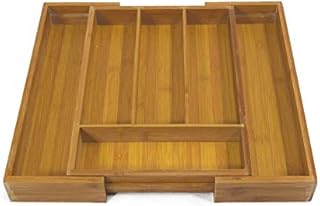 Bramley Power Extendable Expanding Adjustable Bamboo Wood Cutlery Tray Drawer