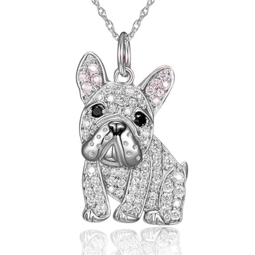Pendentif bouledogue blanc collier aux finitions soignées et design épuré