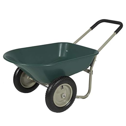 Rolling Mobile Heavy Duty Polyurethane 2 Tire Wheelbarrow Garden Cart Easy Loading and Dumping Utility Wagon Perfect for Transporting Soil Bricks and Construction Materials in Your Yard Lawn