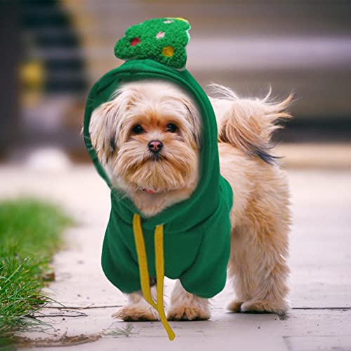 Moletom com capuz verde para animais de estimação de Natal com 4 peças | Moletom com capuz de Natal