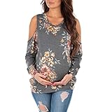 Women's Cold Shoulder Maternity Tunic Top by Rags and Couture Grey