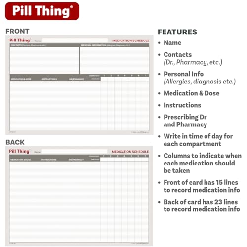 Image of 5 Times a Day Weekly Pill Box with Medication Wallet, Easy Secure Magnetic Closure, 5X Pillbox with Medication Schedule and Medical Alert Card (5 Time-a-Day Wallet)
