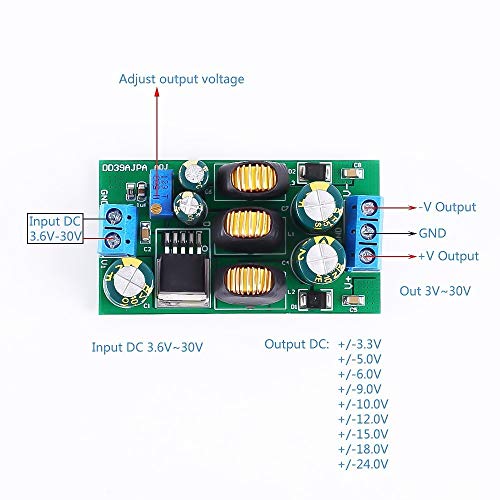 Image of Boost Buck Voltage Converter, DC-DC Step UP Down Power Supply Module Adjustable 20W Voltage Regulator Positive Negative Dual Output 5V-24V to + /-3V-30V for Amplifier