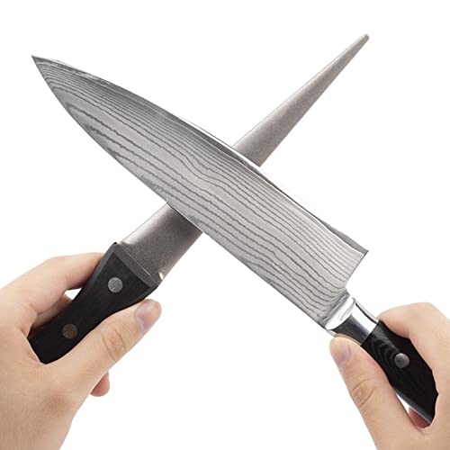 ACCOCO Afilado de Acero diamantado 27cm Diamant-Wetzstahl, Afilador de Cuchillos de Cocina para Chefs Profesionales, Barra de Afilado de Cuchillas Cover