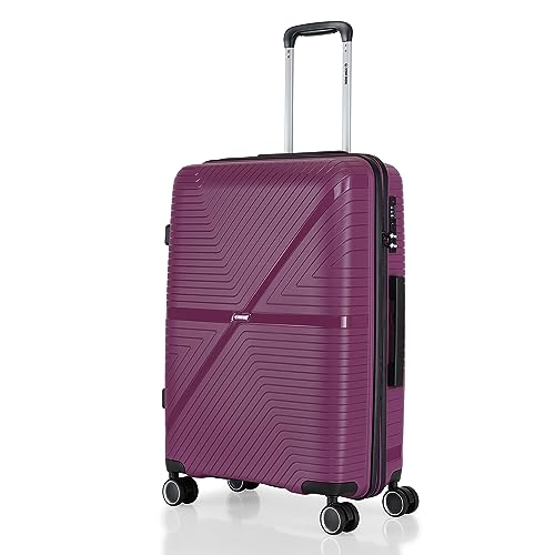 Image of Stony Brook Nasher Miles Axis 65 Cm 24 Inch Polypropylene Hard-Sided 4 Wheels Spinner Check-in Luggage Trolley Bag (Wine Purple)