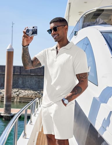 image for COOFANDY Mens Short Sets 2 Piece Outfits Fashion Summer Tracksuits Cas