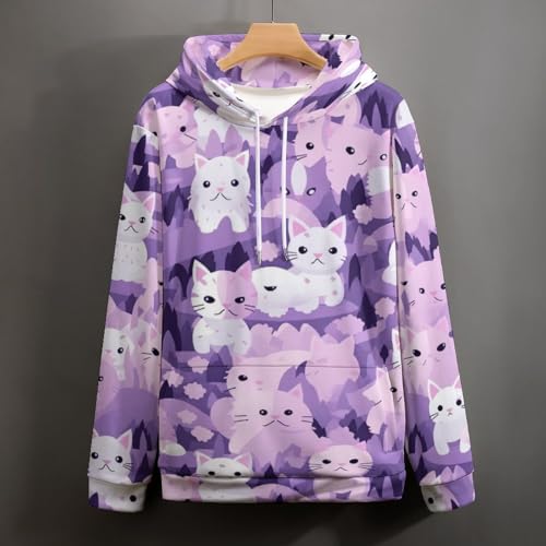 MARSVOVO Cat Camo Hoodies Men Unisex Hoody Drawstring Long Sleeve Pullover Tops with Pocket Hoodies Sweatshirt3