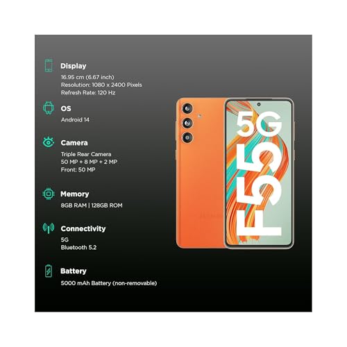 Image of Samsung Galaxy F55 5G (Raisin Black, 256 GB) (8 GB RAM)