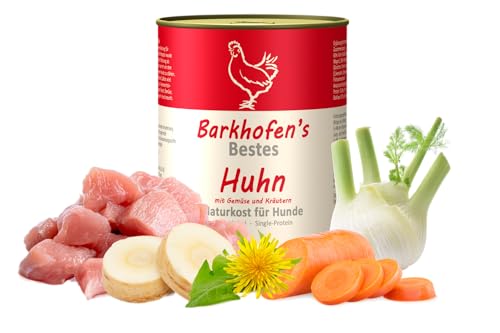 Barkhofen Tiernahrung Nassfutter für Ihren Hund 6X 800 g – Hundefutter nass & getreidefrei mit Huhn – Hunde Futter ohne Getreide