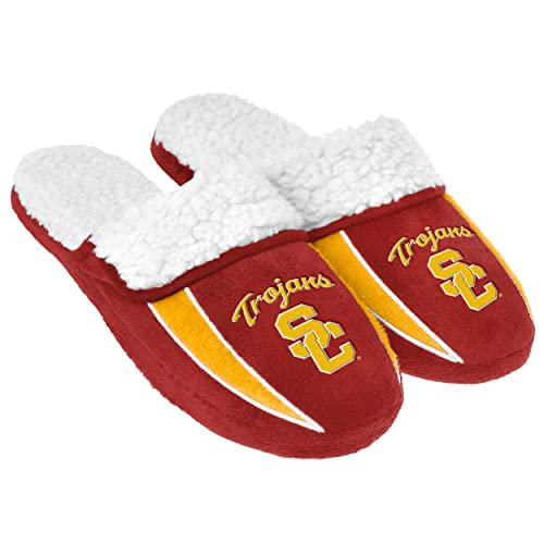 Image of FOCO mens NCAA College Team Logo Sherpa Moccasin Slippers