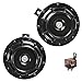 Produktbild GAMPRO Autohupensatz 12V 135db Super Loud Hochton und Tiefton Metall Twin Horn Kit mit Halterung für Autos LKW SUVs Wohnmobile Vans Motorräder Offroad Boote (Schwarz)
