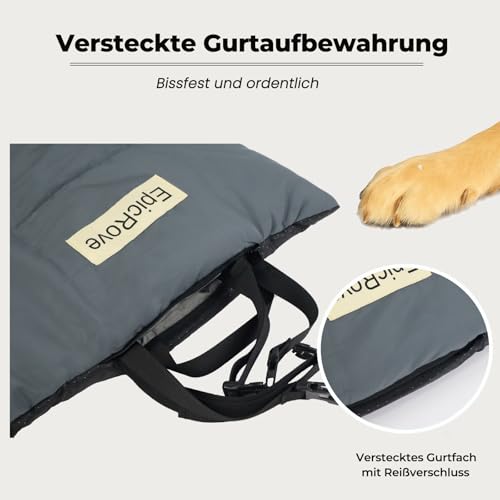 EpicRove Hundedecke für unterwegs wasserdicht – rutschfeste Hundematte 110×68 cm, waschbar Hundebett – Outdoor, Reise & Auto‑Kofferraum Komfortkissen für Hunde & Katzen (Grau)