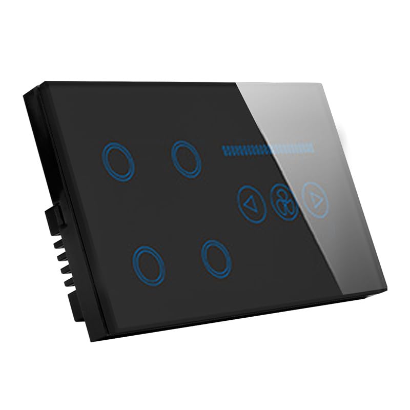 Interruttore Tapparelle Wifi, Accorto WIFI Switch 4 Gang. WIFI Interruttore luminoso con wifi Interruttore ventilatore a soffitto, pannello in cristallo bianco / nero Interruttore Tapparelle Avvolgibi