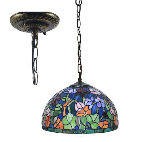 Suspension en verre teinté floral antique, luminaire rétro idéal pour illuminer le comptoir