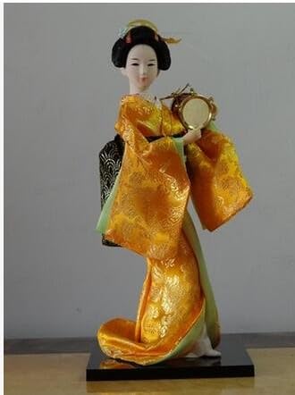 30cm Japanese Geisha Silk furnishings Kimono Kabuki Doll Ladies Decor furnishings Japanese Silk Handicraft Decoration Figure (Multi-Colored,30cm)