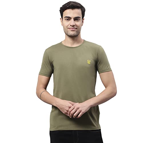 Image of Mack Jonney Men Round Neck Cotton Solid Regular Fit T-Shirt-T Anthraa 01-P