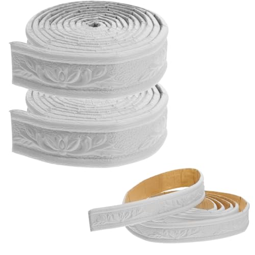 ULTECHNOVO 6 Pcs Frise Murale Adhésive en Mousse 3D, Moulure Murale Autocollante Flexible pour Plinthe, Plafond et Bordure de Papier Peint, Décoration de Coin de Mur, Blanc
