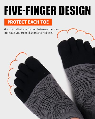 Image of WRELS Coolmax Toe Socks for Men Women,Athletic High Performance Cushion Crew Socks for Running Working(3 Pairs)