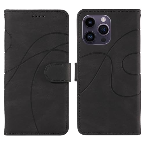 Étui portefeuille iPhone 16e noir housse à rabat magnétique en cuir
