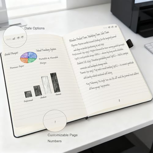 Carnets de notes A5 160 pages lignées cahier couverture rigide poche stylo bureau - 5