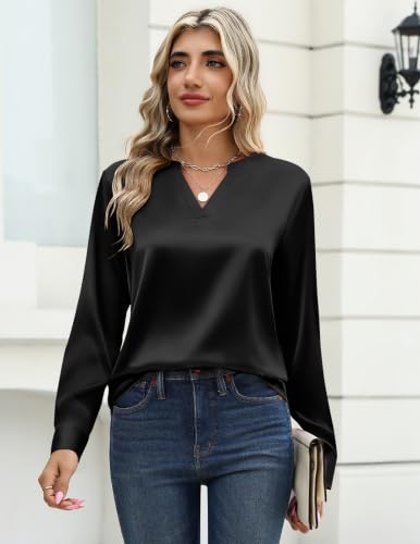 Zeagoo Women Satin Blouse Silk Long Sleeve Top Casual Dressy Work Shirts - image 6