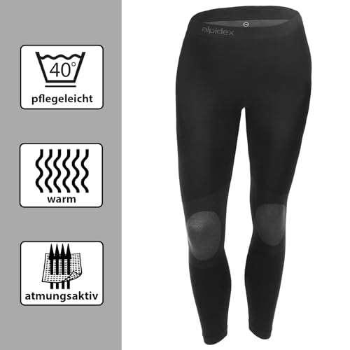 ALPIDEX Damen Funktionswäsche Thermounterwäsche Skiunterwäsche - atmungsaktiv, wärmend und schnell trocknend, Größe:L/XL, Farbe:Black-Grey