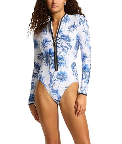 Seafolly Women's Long Sleeve One Piece Surfsuit with Zip Front Swimsuit