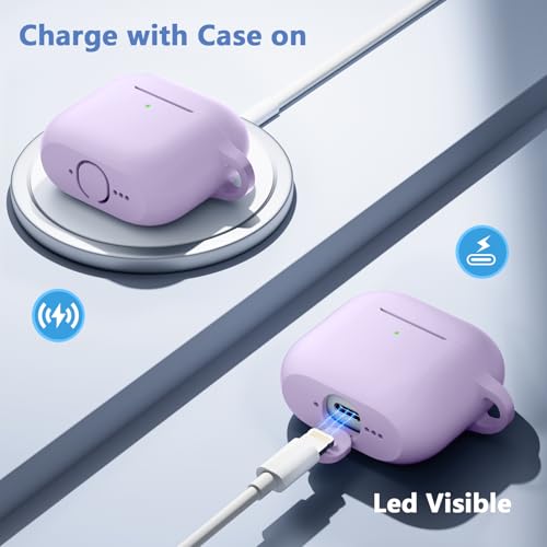 Dgege for Airpods 4th Generation Case Cover(2024),Soft Silicone Full Protective Case for AirPods 4 Case with Keychain & Cleaner Kit,Compatible with Apple Airpods 4 for Women,Men（Lightpurple） by DGege - Image 6