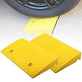 ANSNOW 2Er-Pack Robuste Gummi-Bordsteinrampen, Tragbare Kunststoff-Schwellenrampen Für Den Behindertengerechten Zugang Von Autos, Wohnwagen, Anhängern Und Rollstühlen, 50 X 27 X 7 cm/Gelb