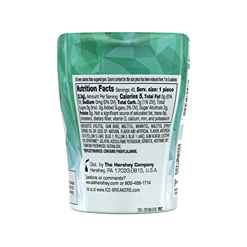 Image of Ice Breakers Ice Cubes Sugar-Free Gum (Wintergreen, 40 Counts) - Pack of 4