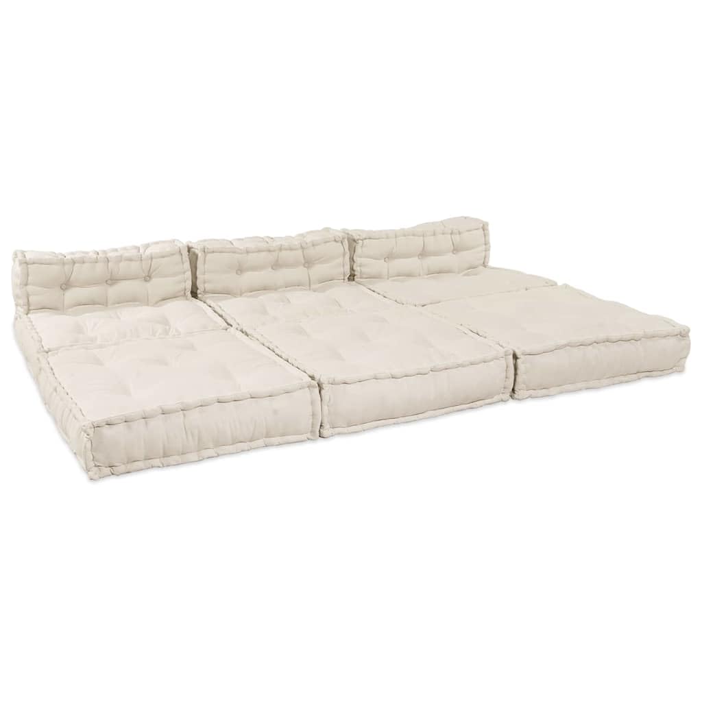 Modułowy zestaw sofowy materiał kremowy 210 cm