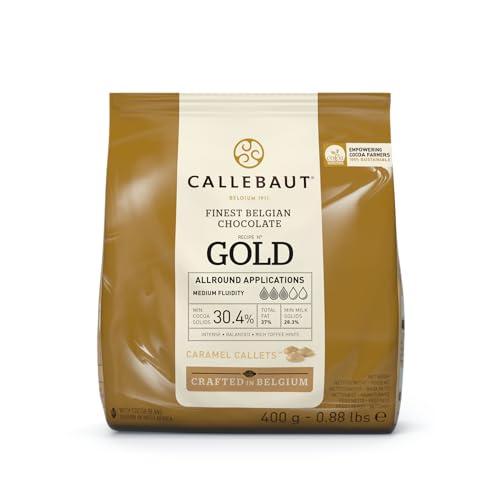 Callebaut Finest Belgian Gold Chocolate & Caramel Couverture Callets 400g