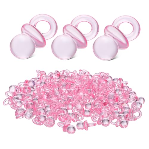 AMUSLESUR 100 Piezas Chupetes de Acrílico Rosa Mini Decoración Shower Reutilizables Resistentes para Shower Bebés