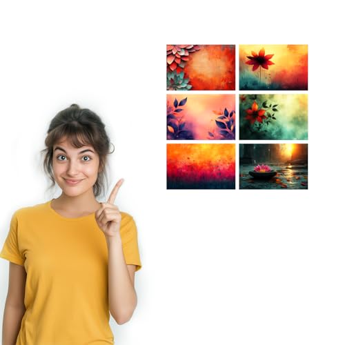 Image of SiddArtify Floral Wall Art Prints Set - Abstract Botanical Poster Decor for Living Room Bedroom Office - Set of 2-4x6 Inch - Board (Pack of 6) - Sticker (Pack of 6)