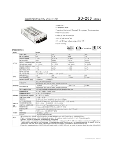 Convertisseur 24 V vers 48 V régulateur de tension SD-200B-48 - 4