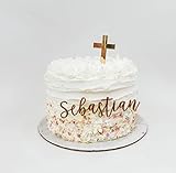 Baptism Christening Cake Name Plate FAST SHIPPING | CHOOSE THE FONT AND COLOR!! Cross Name Cake Plat