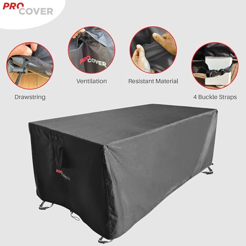 Funda premium para muebles exteriores: Tejido resistente e impermeable con recubrimiento de PVC. Gruesa, duradera, ideal para mesa, sala de jardín, muebles, terraza. Lona de protección (125x80x70cm) - imagen 4