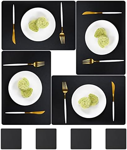 BECHEN Christmas Placemats Set of 6 Vinyl Woven Non-Slip Placemats Washable Easy to Clean Table Mats for Dining Table (45cm X 30cm, Snow Silver)