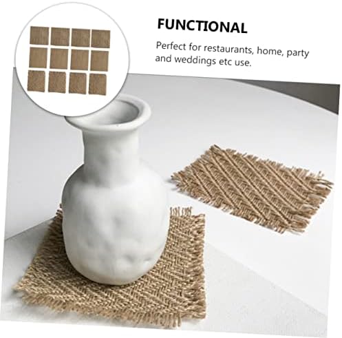 NUOBESTY Mumlar ve fincanlar için vintage keten altlık, romantik masa dekorasyonu, haki ev ve fotoğraf çekimleri için - Görsel 3