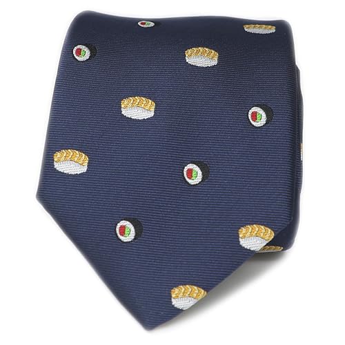 MENDEPOT Novelty Drink And Food Pattern Men Necktie With Gift Box Cheese Tie Bread Necktie Father's Day Birthday Gift Tie (Sushi)