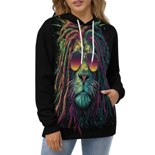 Pull à manches longues lion 3D design cool style reggae unisexe - 2