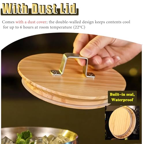 Cubitera para champán, Enfriador de Vino portátil de Doble Pared, cubeta de Hielo de Acero Inoxidable Resistente a la corrosión para Fiestas, hogar (1.4 L (0.36 GAL))